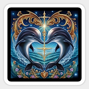 Dolphin Hearts Of Love 12 Sticker